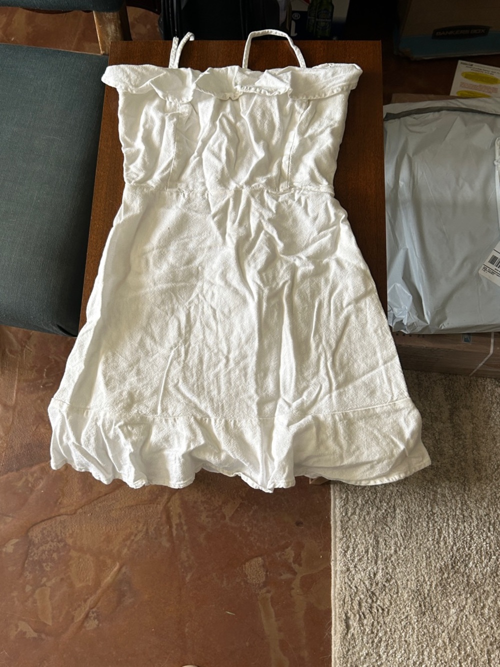 GB girls White Ruffle-Trim Mini Sundress